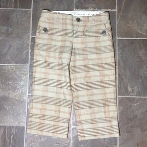 Talula Plaid Capris - Beige and Brown